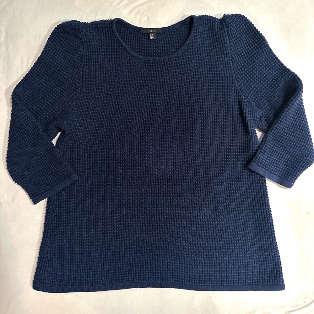 COS Bubble/Waffle Knit Cotton Crewneck Sweater